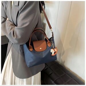 Navy and Brown Designer Crossbody Bag